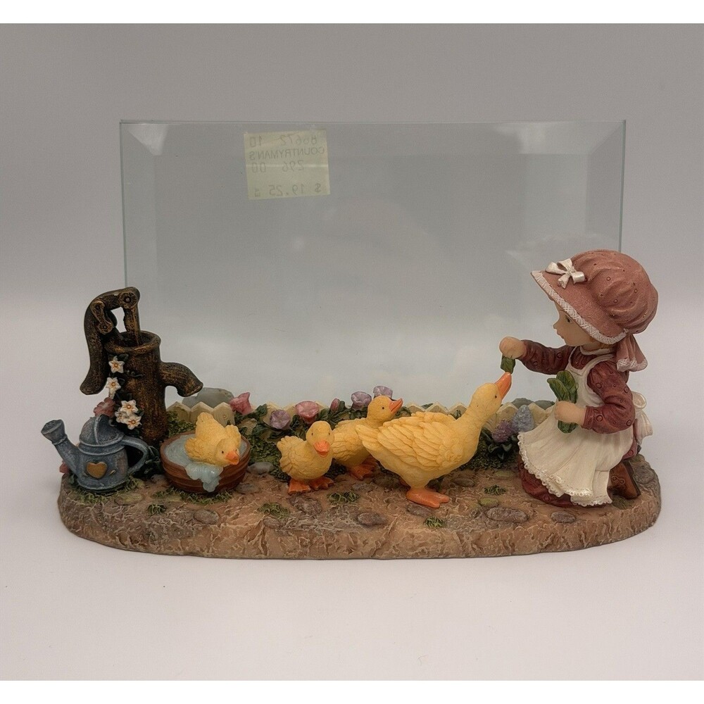 Vintage Girl Feeding Ducks Double Glass Photo Frame 6x4 Country Farmhouse Decor